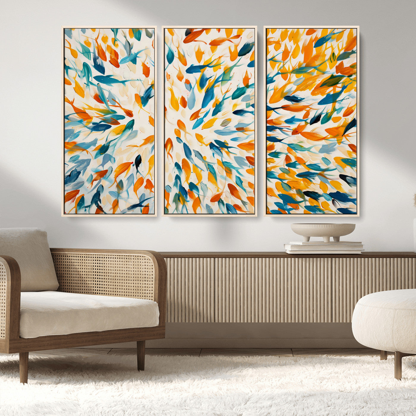 -Colorful Fish Wall Art Print – Abstract Ocean-Inspired Wall Art for Modern Spaces | Framed Canvas,