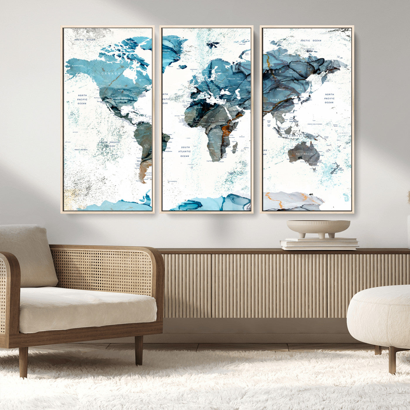MGV-FC-48X32-3P - Push Pin World Map Canvas Print – Framed Wall Art for Couples to Track Their Travels – Anniversary