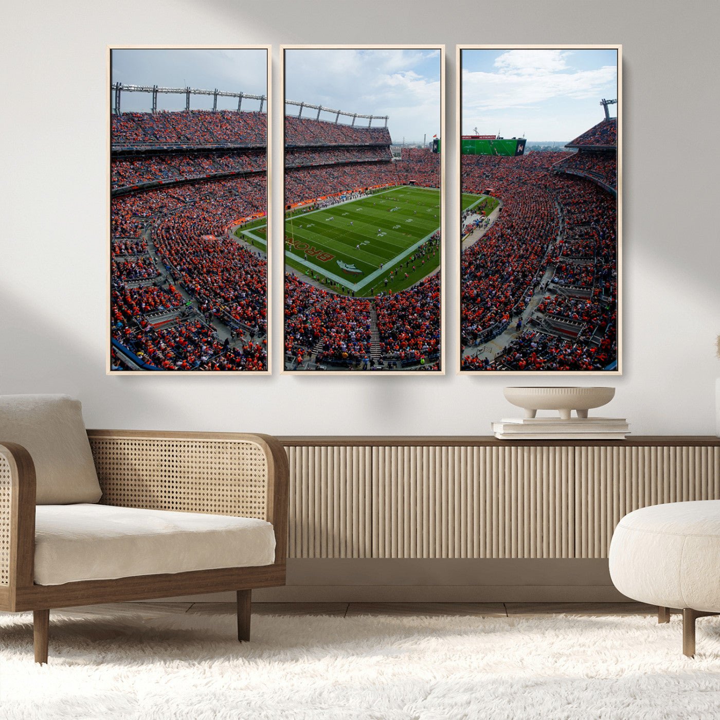 MGV-FC-48X32-3P - Denver Broncos Football Team Print - Empower Field Mile High Stadium Wall Art Canvas Print