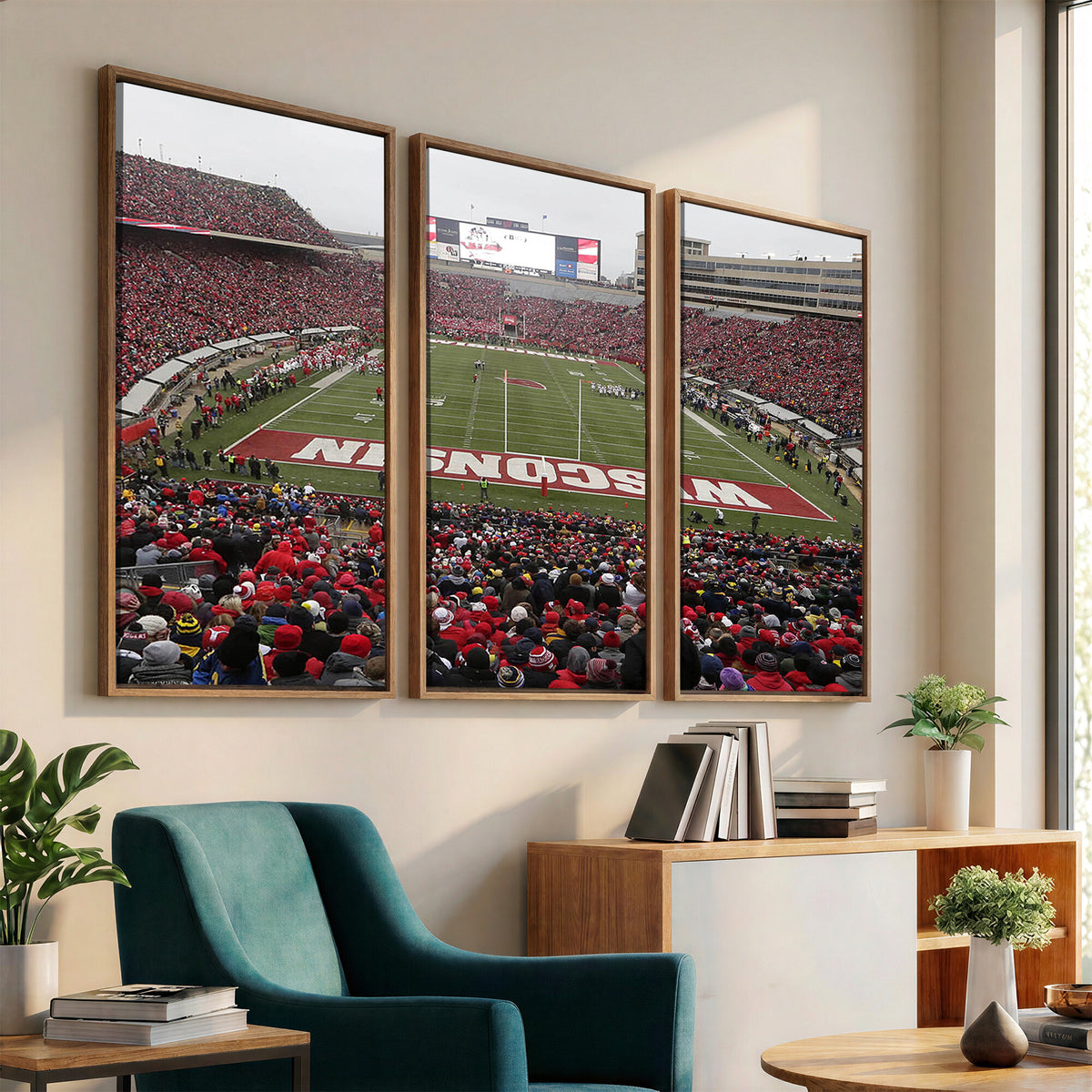 23461-MGV-CV-36X24 - Wisconsin Badgers Team Print Canvas, Madison Camp Randall Stadium Wall Art