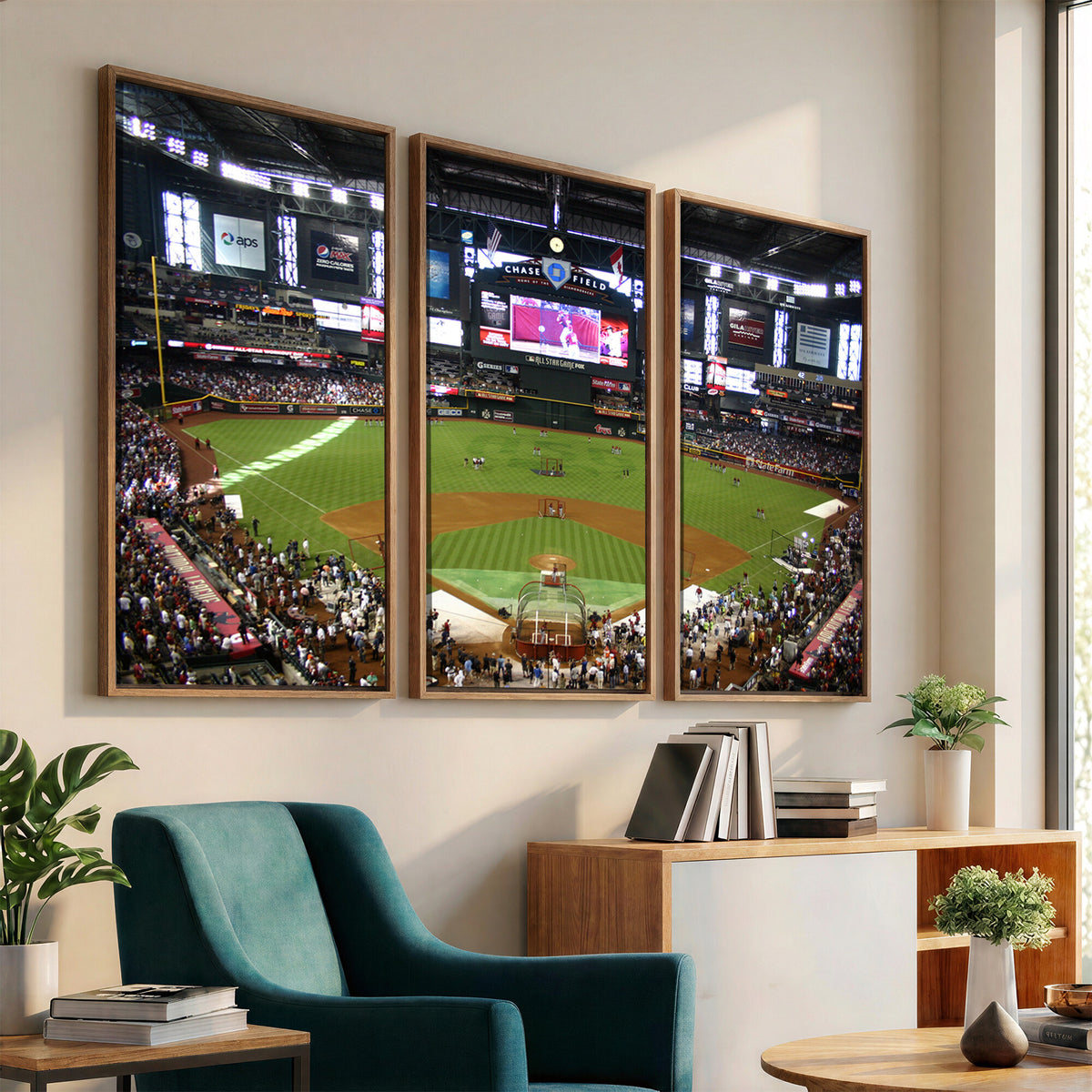 91630-MGV-CV-36X24 - Arizona Diamondbacks Baseball Team Print, Phoenix Chase Field Baseball Stadium Wall Art