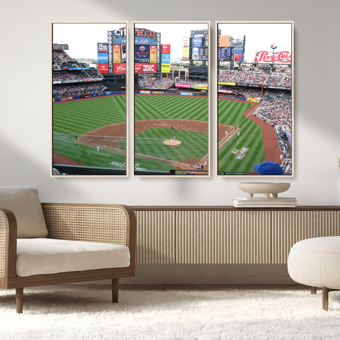 MGV-FC-48X32-3P - New York Mets Baseball Team Print - Citi Field Baseball Stadium Wall Art Canvas Print