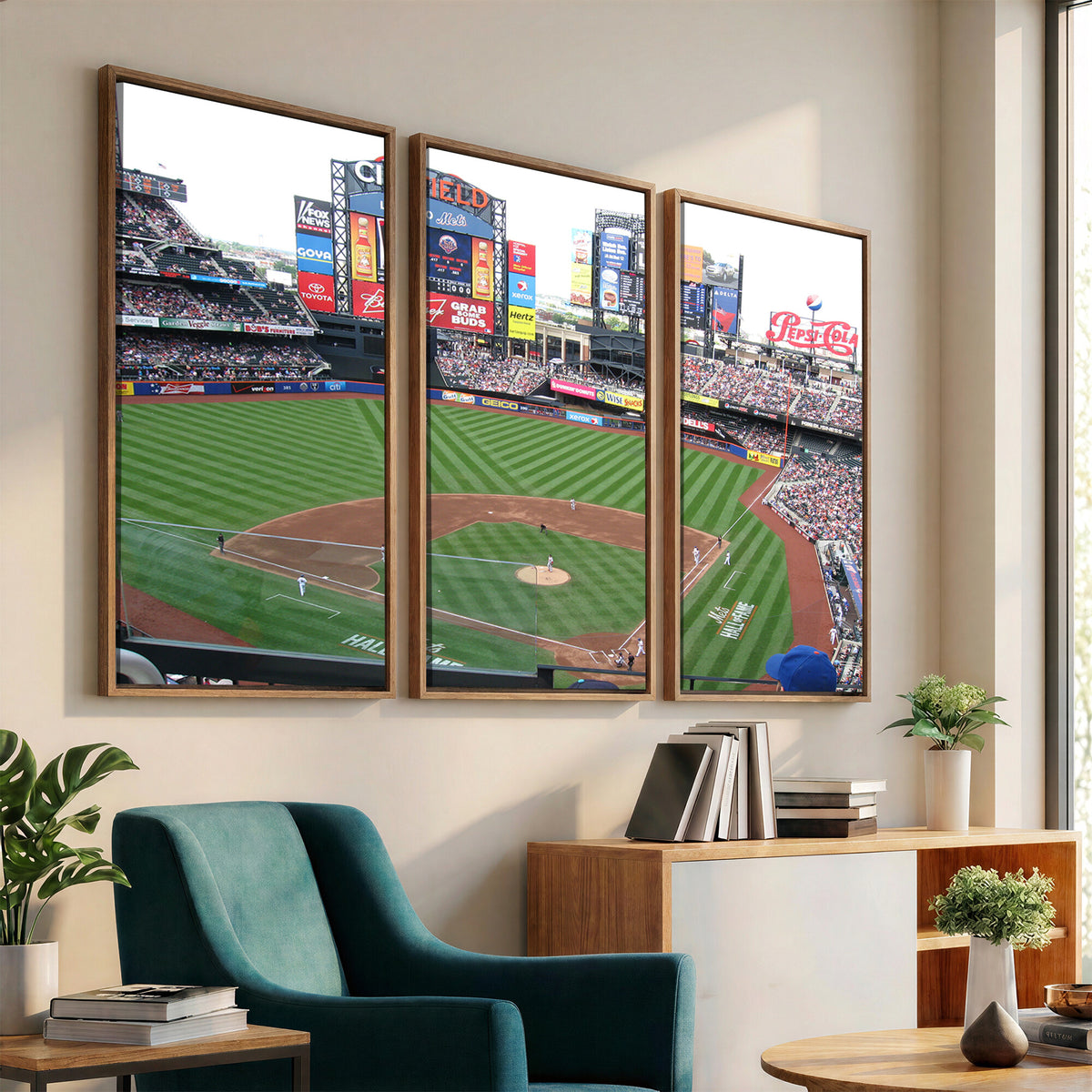 64829-MGV-CV-36X24 - New York Mets Baseball Team Print, Citi Field Baseball Stadium Wall Art