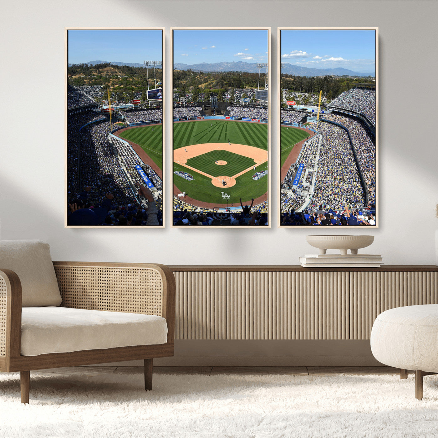 MGV-FC-48X32-3P - Los Angeles Dodgers Dodger Stadium Wall Art Canvas Print - MLB Baseball Stadium Wall Art Canvas