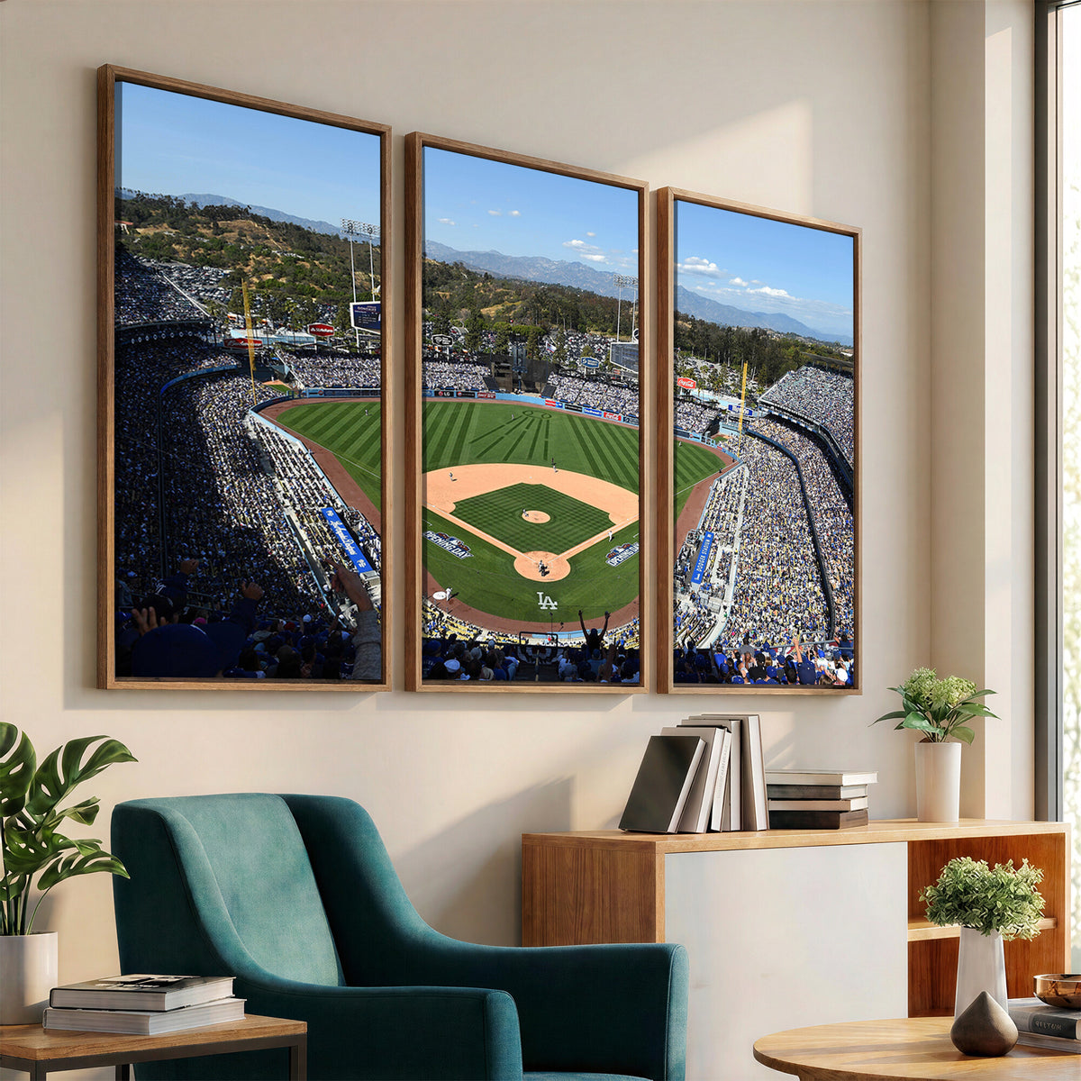 20436-MGV-CV-36X24 - Los Angeles Dodgers Dodger Stadium Wall Art Canvas Print, Framed and Ready to Hang