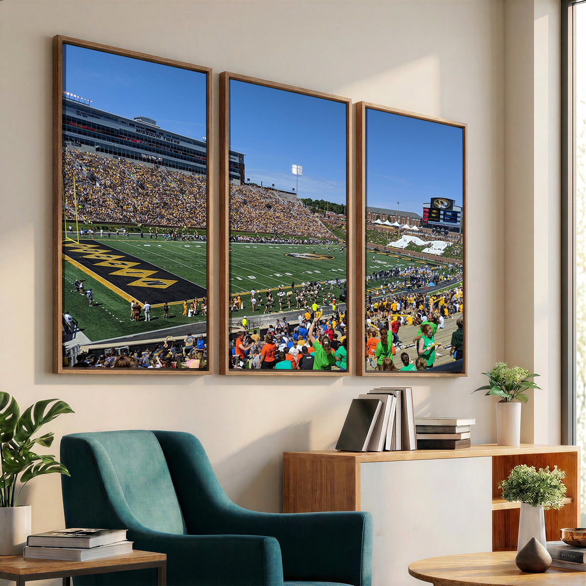 38399-MGV-CV-36X24 - University of Missouri Tigers Football Team Print, Columbia Faurot Field Memorial Stadium Wall Art