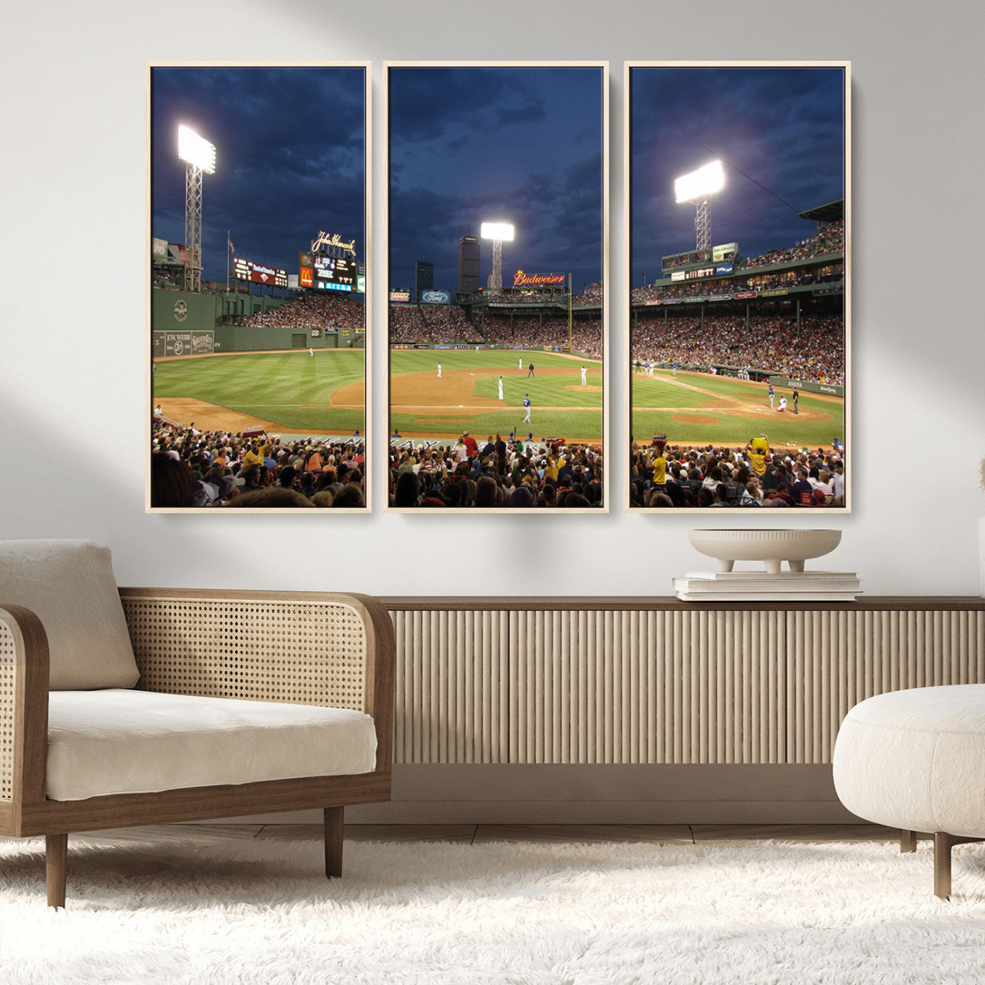 MGV-FC-48X32-3P - Boston Red Sox Baseball Team Print Canvas - Massachusetts Fenway Park Stadium Wall Art Canvas Print