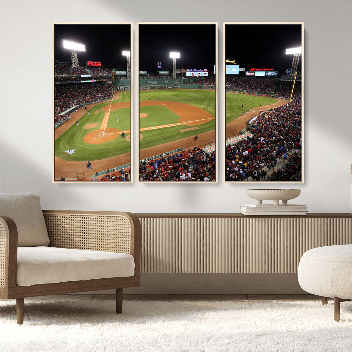 MGV-FC-48X32-3P - Boston Red Sox Baseball Team Print - Massachusetts Fenway Park Stadium Wall Art Canvas Print