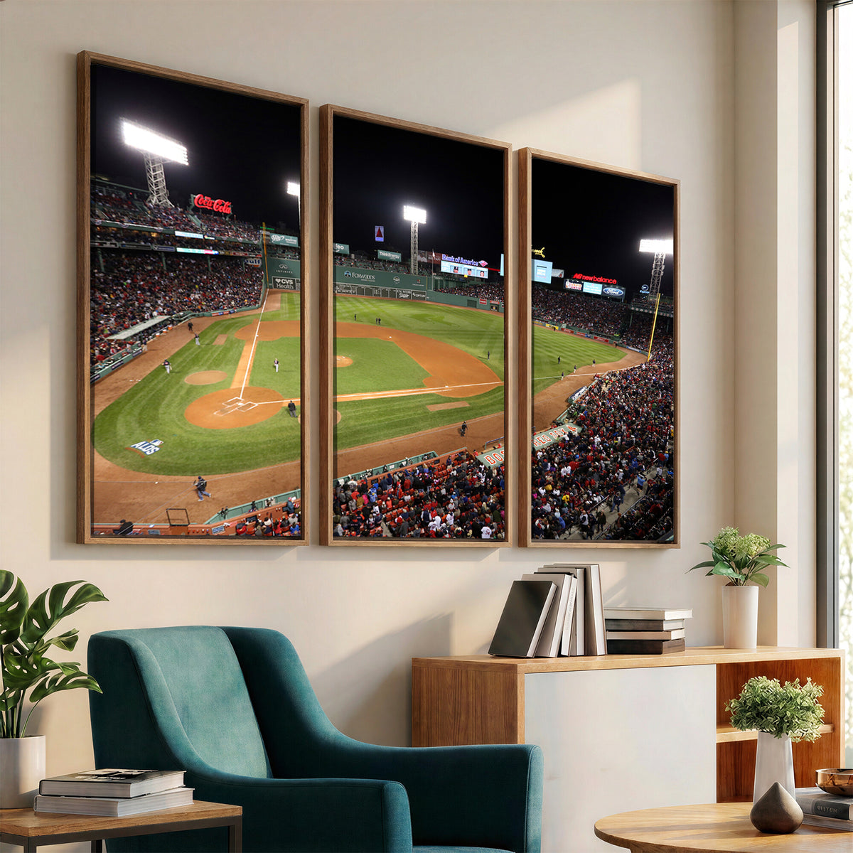 41158-MGV-CV-36X24 - Boston Red Sox Baseball Team Print, Massachusetts Fenway Park Stadium Wall Art