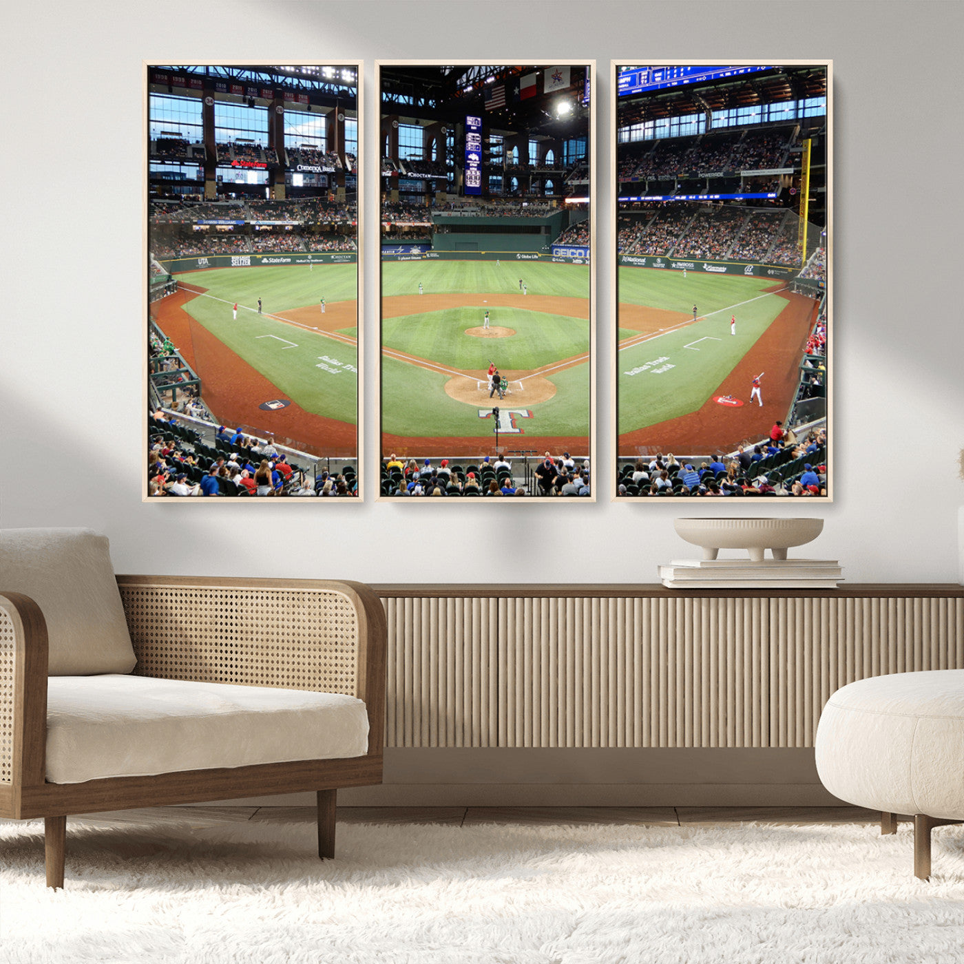 MGV-FC-48X32-3P - Texas Rangers Baseball Team Print - Arlington Globe Life Field Stadium Canvas Print Wall Art