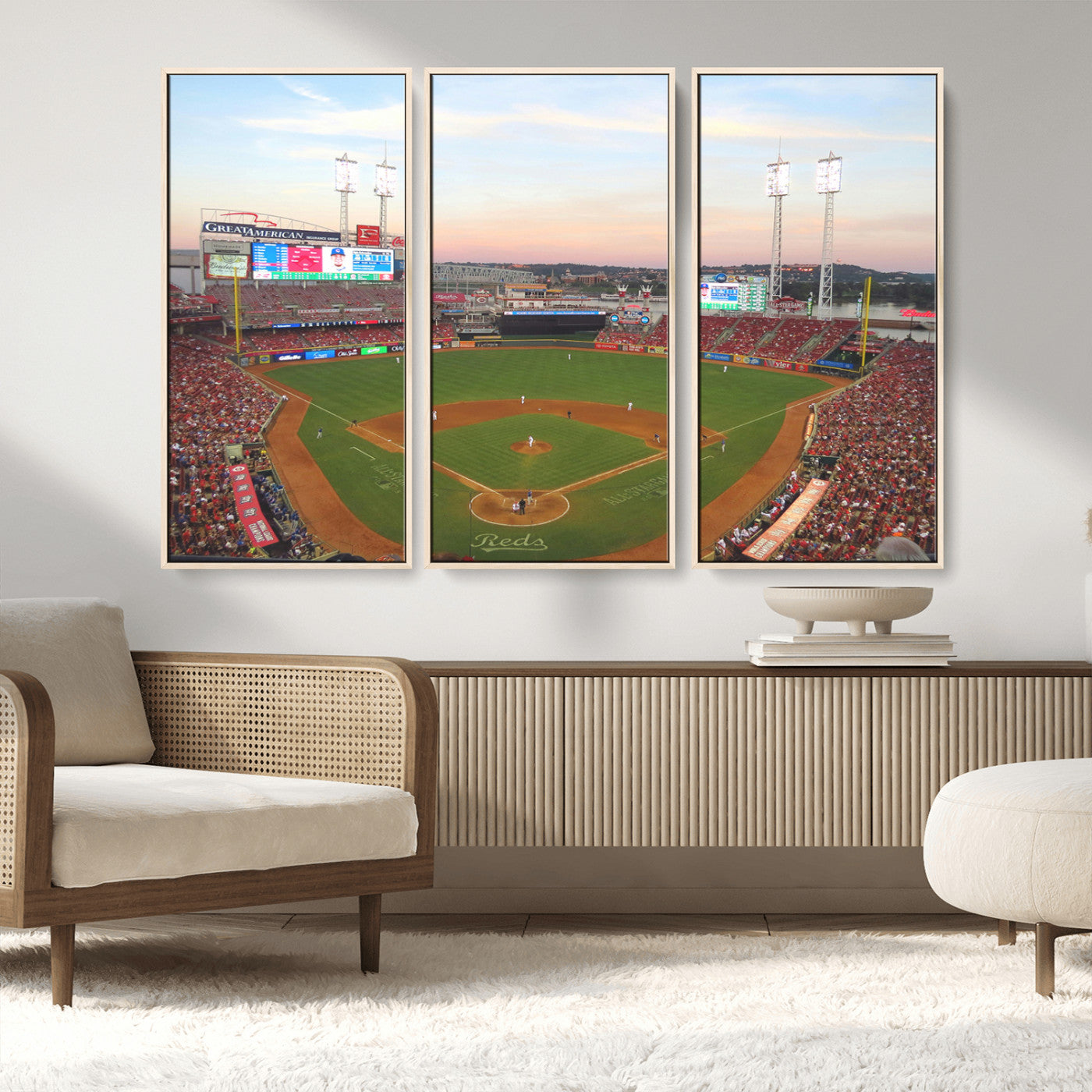 MGV-FC-48X32-3P - Cincinnati Reds Baseball Print Canvas- Cincinnati Great American Ball Park Stadium Wall Art Canvas