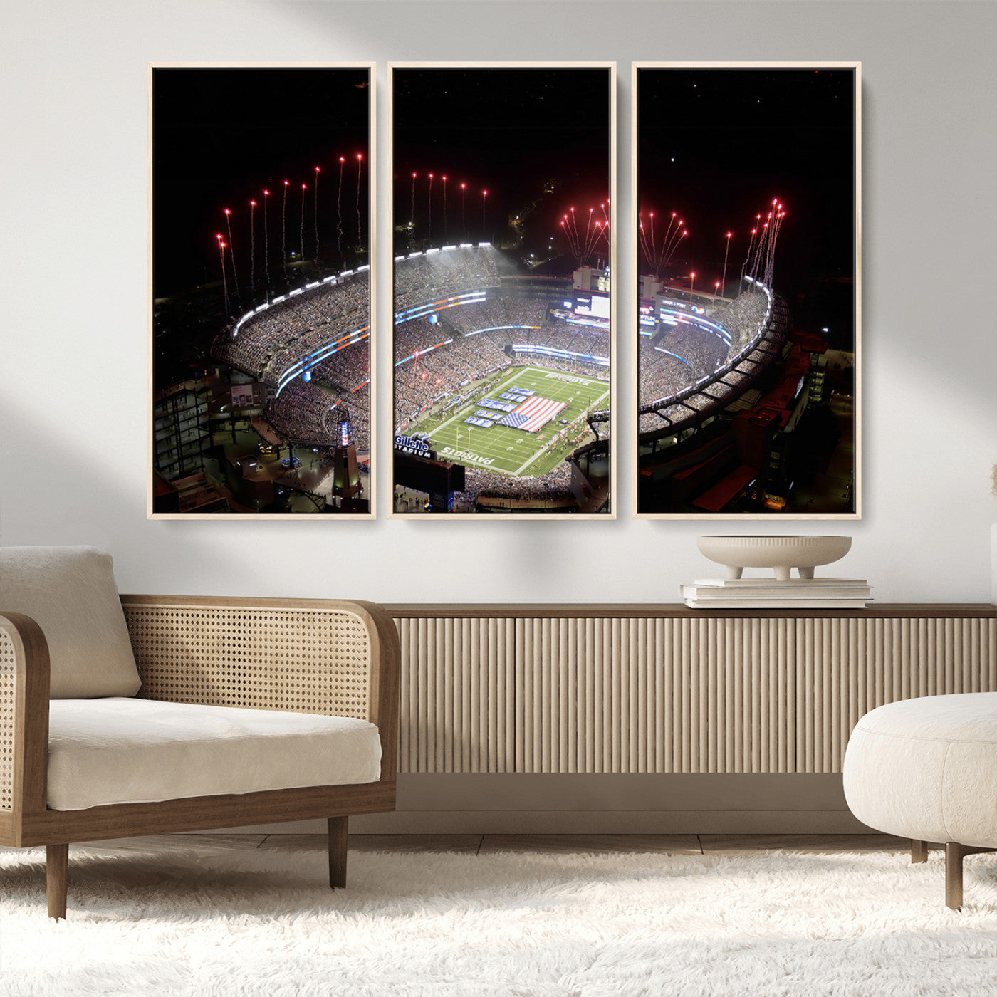 MGV-FC-48X32-3P - New England Patriots Team Print Wall Art- Foxborough Gillette Stadium Wall Art Canvas Print