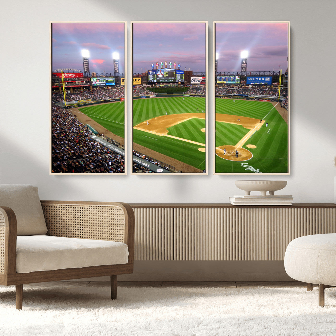MGV-FC-48X32-3P - Chicago White Sox Baseball Team Print Canvas- Guaranteed Rate Field Stadium Wall Art Canvas Print