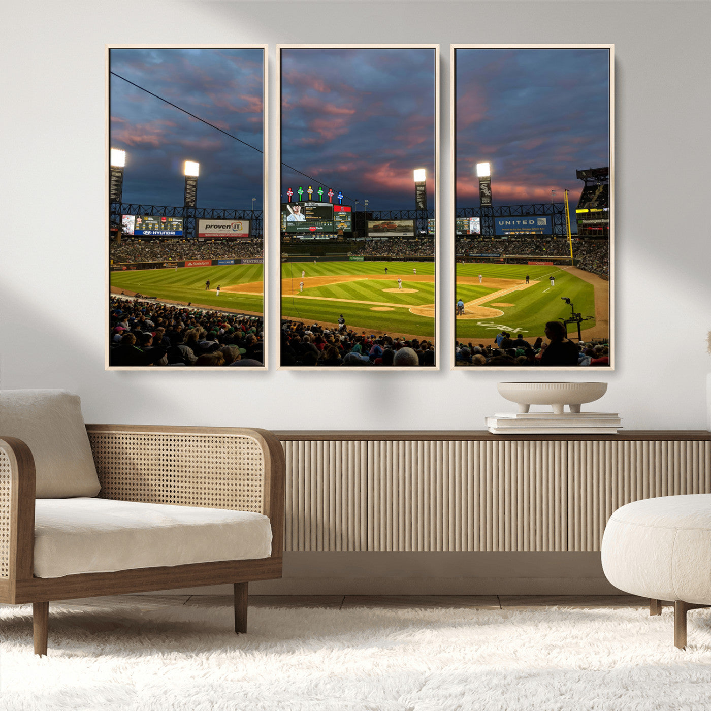 MGV-FC-48X32-3P - Chicago White Sox Baseball Team Print Canvas- Guaranteed Rate Field Stadium Wall Art Canvas Print