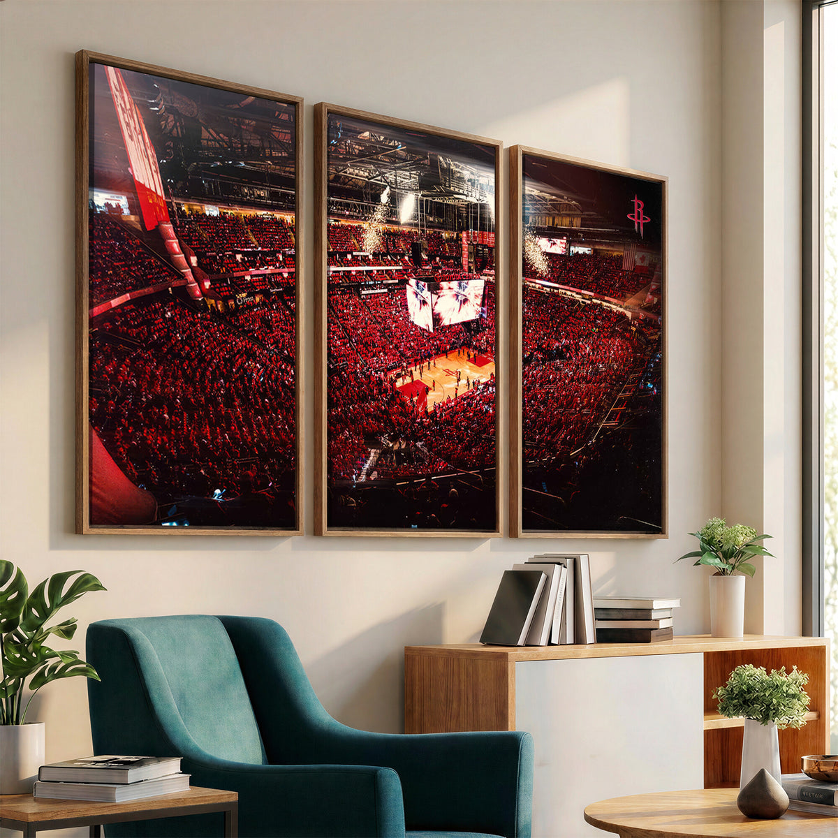 91527-MGV-CV-36X24 - Houston Rockets Basketball Team Print Canvas, Houston Toyota Center Arena Wall Art