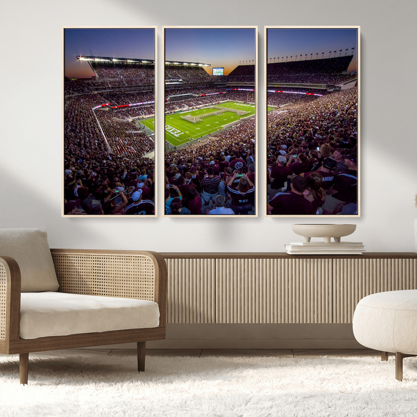 MGV-FC-48X32-3P - Texas A&M University Aggies Football Team Print - College Station Kyle Field Stadium Wall Art Canvas