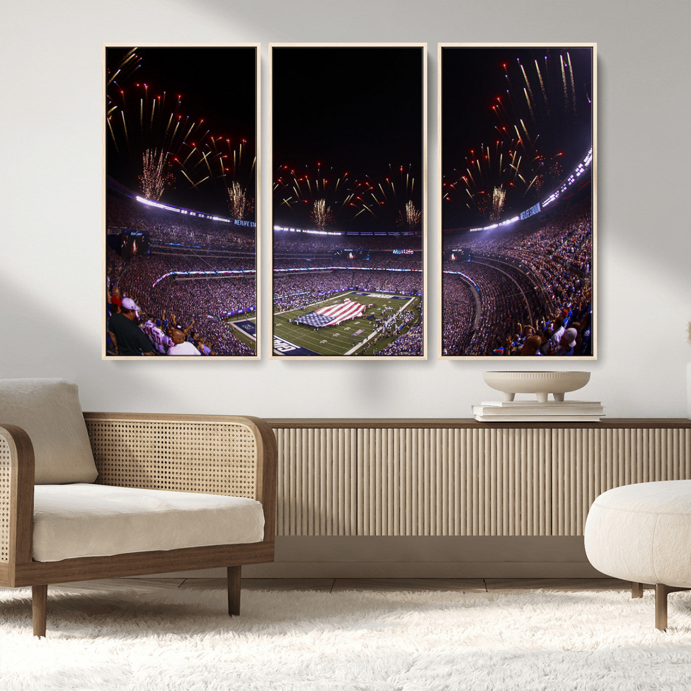MGV-FC-48X32-3P - New York Giants Football Team Print - East Rutherford MetLife Stadium Wall Art Canvas Print