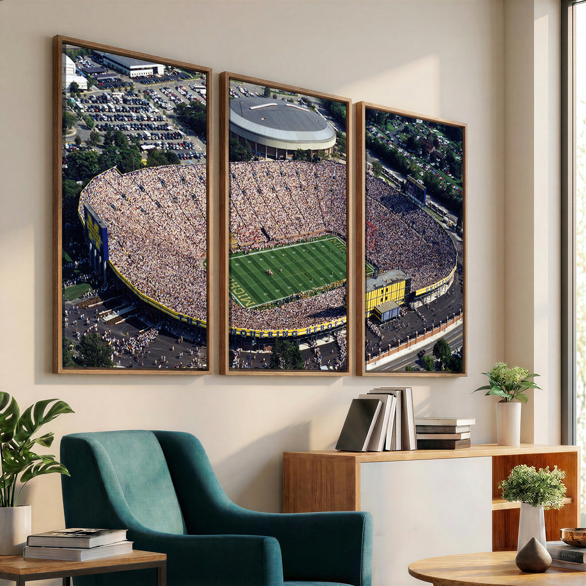 27314-MGV-CV-36X24 - Michigan Wolverines Football Team Print, Ann Arbor Michigan Stadium Wall Art