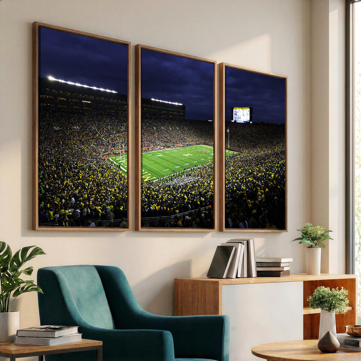 15448-MGV-CV-36X24 - Michigan Wolverines Football Canvas Wall Decor, Football Team Print, Ann Arbor Michigan Stadium