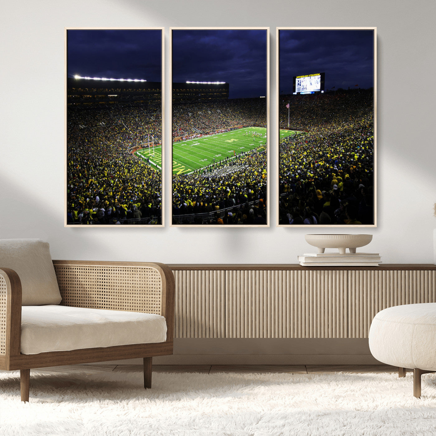 MGV-FC-48X32-3P - Michigan Wolverines Football Canvas Wall Decor, Football Team Print - Ann Arbor Michigan Stadium