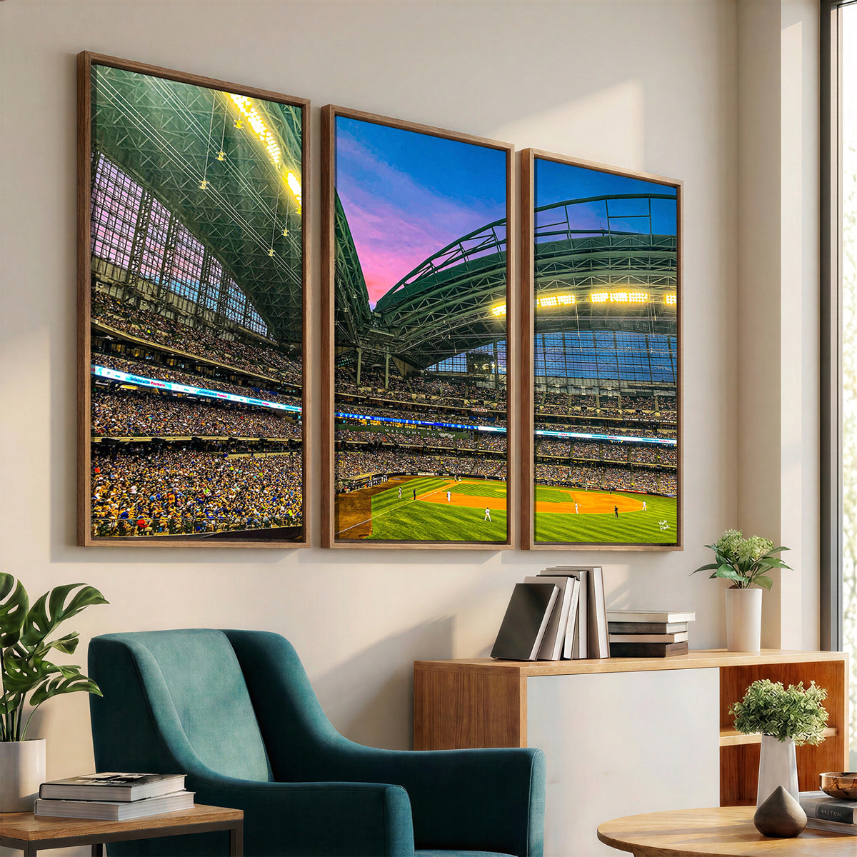 17006-MGV-CV-36X24 - Milwaukee Brewers Baseball Team Print Canvas, American Family Field Stadium Wall Art