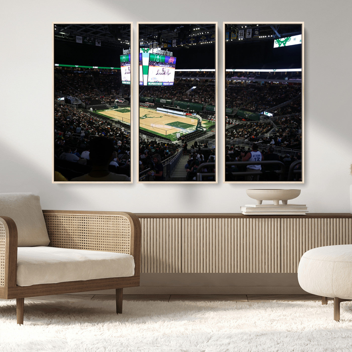 MGV-FC-48X32-3P - Milwaukee Bucks Basketball Print - Fiserv Forum Stadium Wall Art Canvas Print