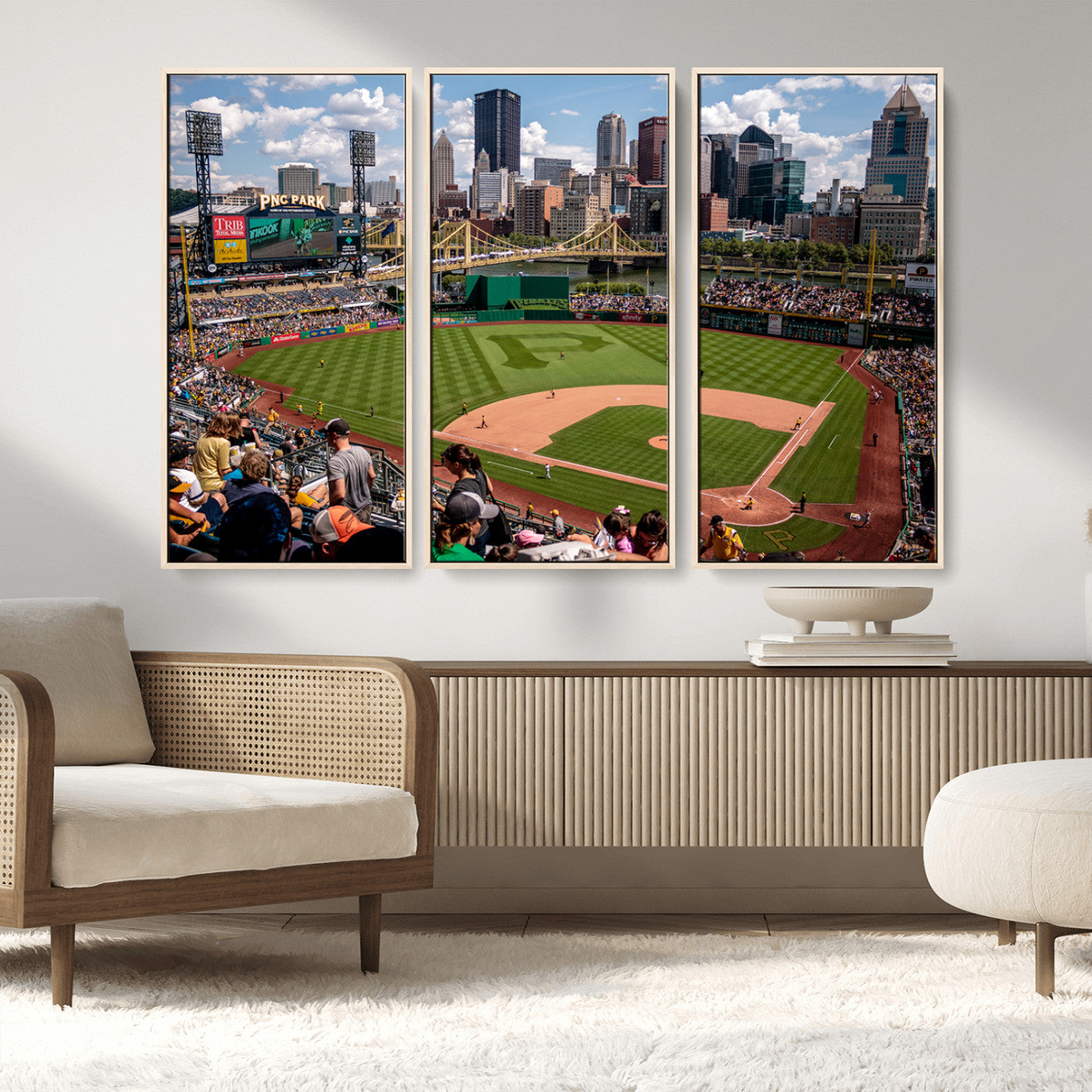 MGV-FC-48X32-3P - Pittsburgh Pirates Baseball Team Print - PNC Park Stadium Wall Art Canvas Print - Ready to Hang