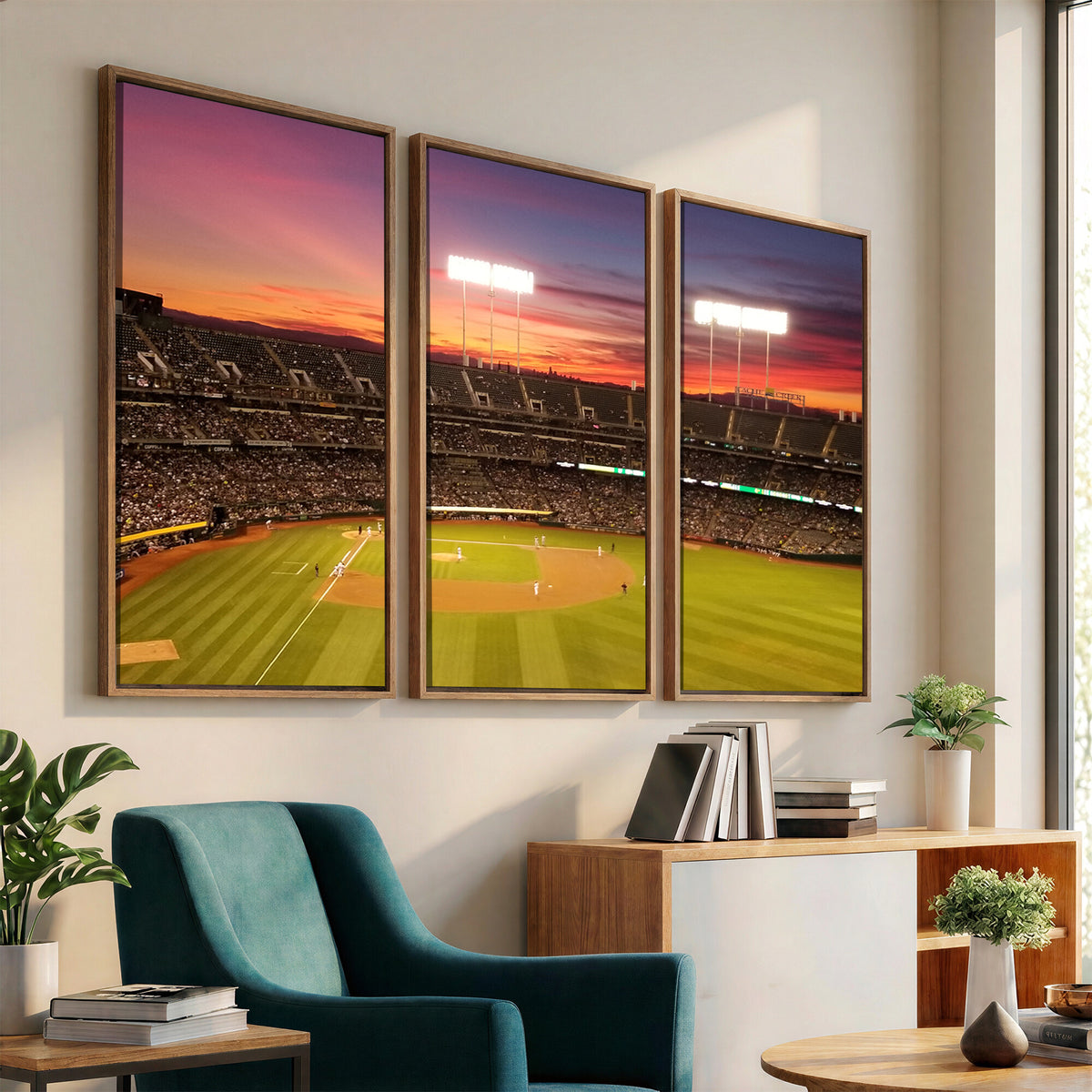 73718-MGV-CV-36X24 - Oakland Athletics Baseball Team Print, Oakland Coliseum