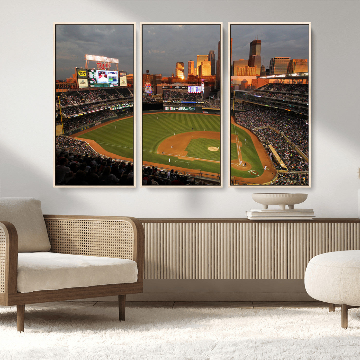 MGV-FC-48X32-3P - Minnesota Twins Baseball Team Print - Minneapolis Target Field Stadium Wall Art Canvas Print