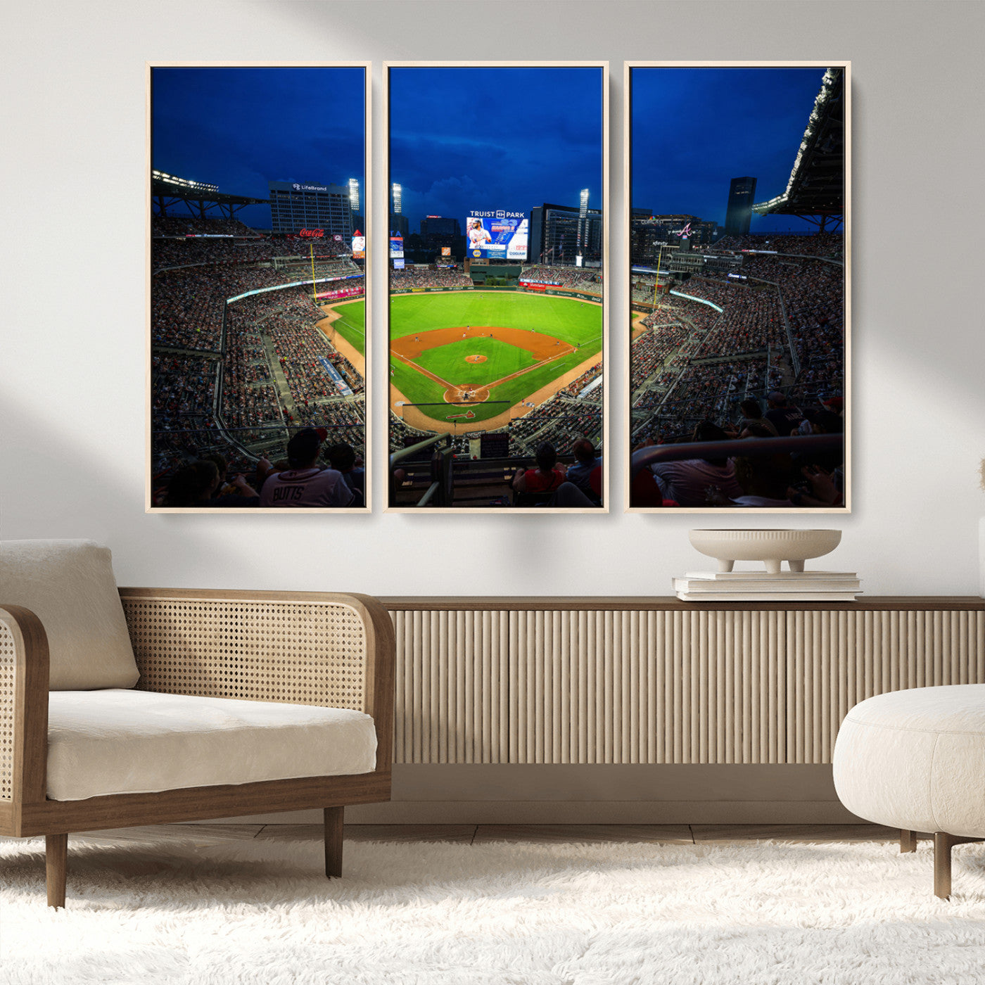 MGV-FC-48X32-3P - Truist Park Night Game Canvas Art - Atlanta Braves Stadium Wall Art Canvas