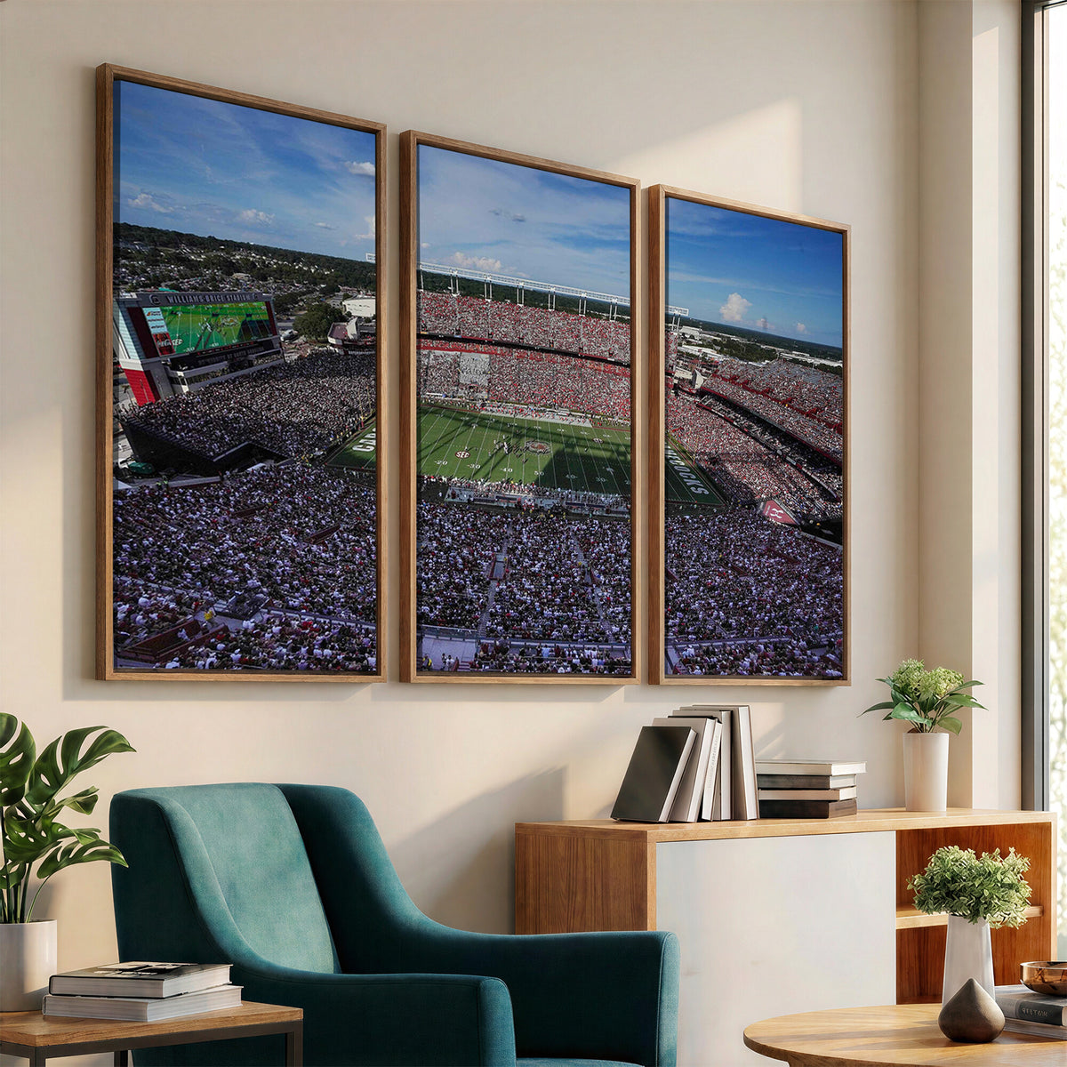 83382-MGV-CV-36X24 - South Carolina Gamecocks Football Team Print, Columbia Williams-Brice Stadium Wall Art