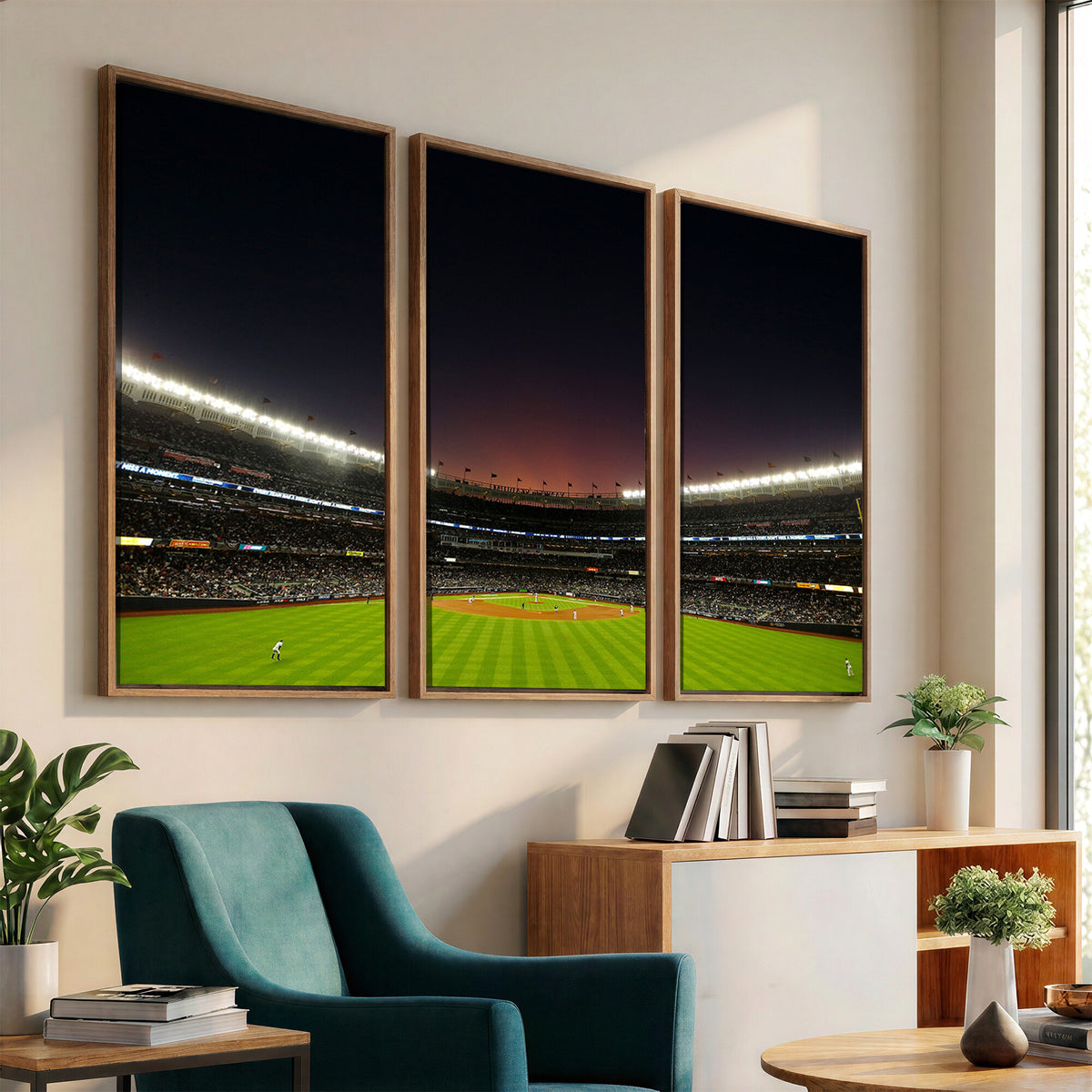 59138-MGV-CV-36X24 - Yankee Stadium Night Game Triple Canvas, New York Yankees Stadium Wall Art