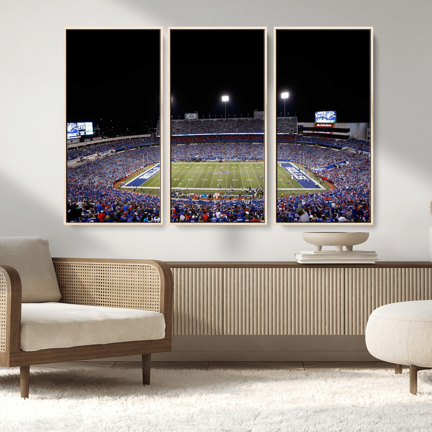 MGV-FC-48X32-3P - Buffalo Bills Wall Art - Buffalo Bills Stadium Canvas Print, Perfect Sports Decor for Living Rooms,