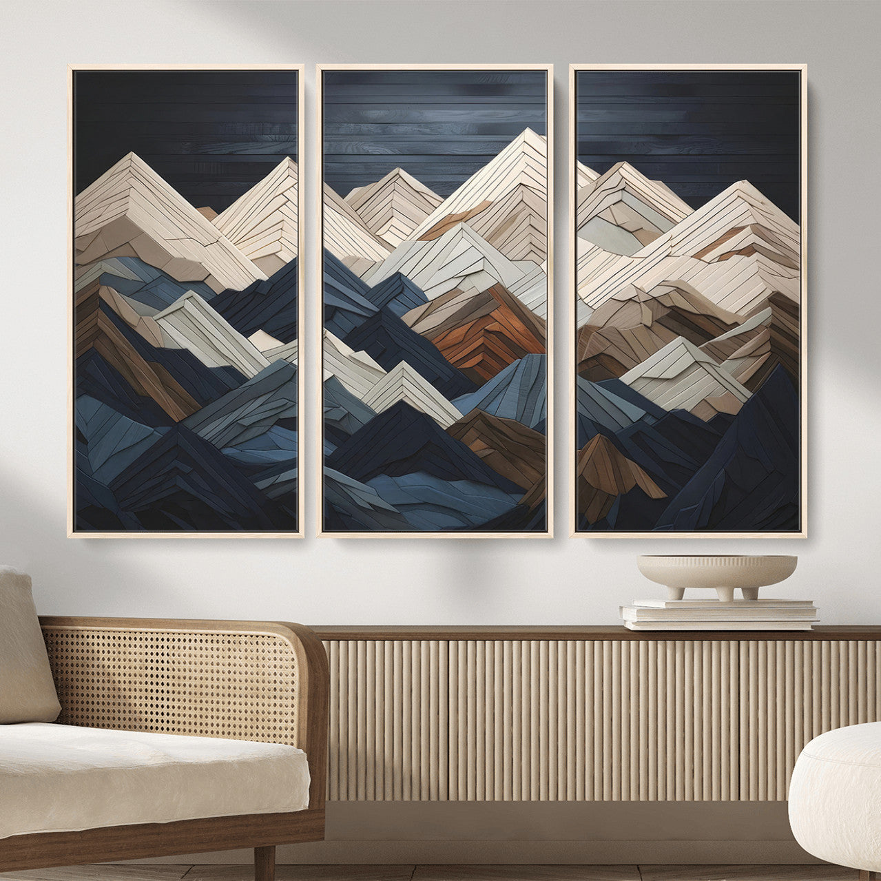 12896-MGV-CV-36X24 - Wood Mountain Wall Art | Mountain Canvas Print Wood Decor | Ready to Hang for Cabin Decor