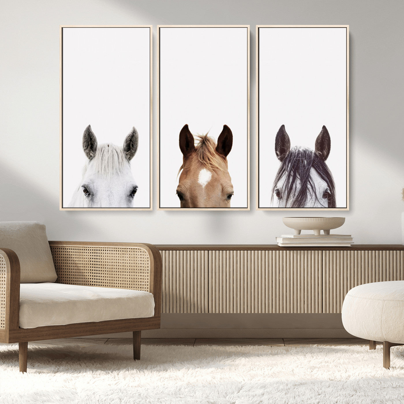 MGV-FC-48X32-3P - Horse Prints Set, Set of 3 Horse Wall Art, Horses Portraits, Farmhouse Wall Art, Farm Animals