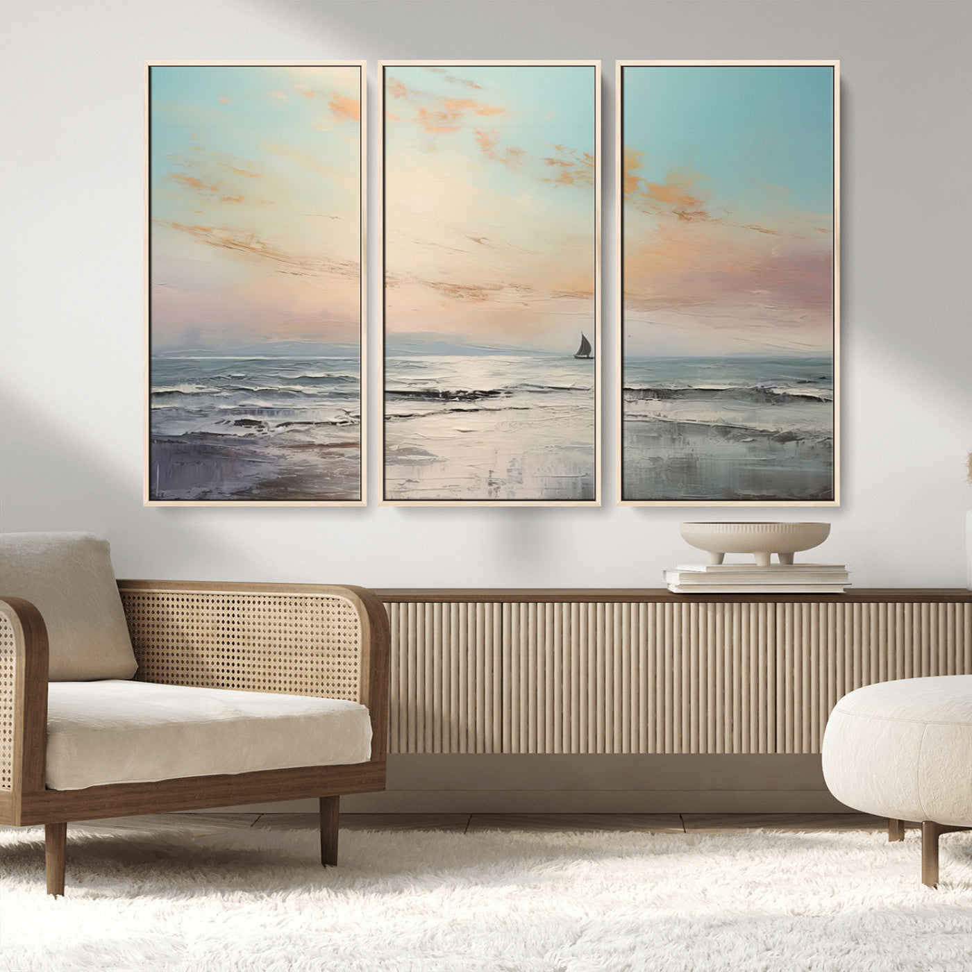 MGV-FC-48X32-3P - Abstract Ocean Wall Art -  Boat Wall Art Canvas Print