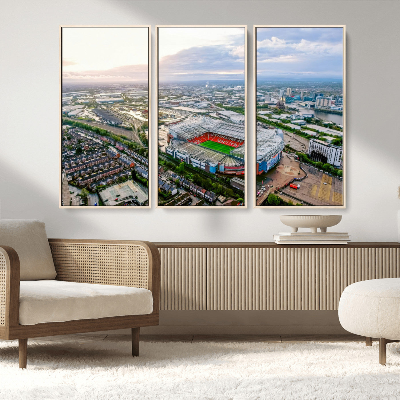 MGV-FC-48X32-3P - Old Trafford Manchester United Stadium Wall Art Canvas Print - Aerial View Stadium, Old Trafford