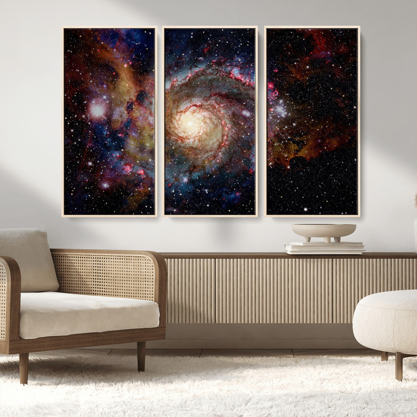MGV-FC-48X32-3P - Nebula and Galaxies in Space Wall Art Canvas Print, Spiral Galaxy Wall Art Canvas Print
