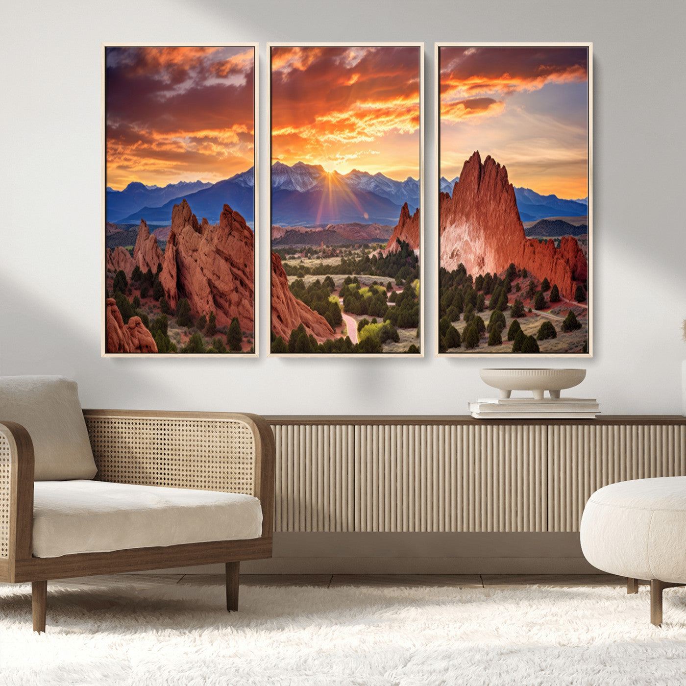 MGV-FC-48X32-3P - Rocky Mountains Sunset Wall Art Canvas Print – Ready to Hang, Framed Colorado Landscape