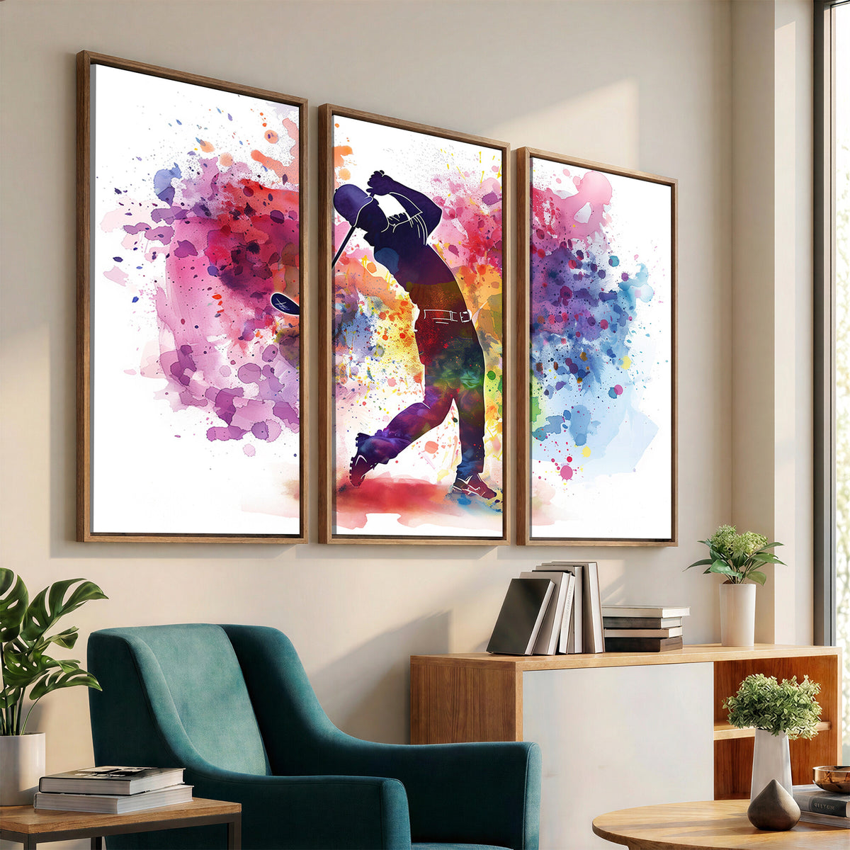 66537-MGV-CV-36X24 - Colorful Golfer Swing Wall Art Canvas Print, Ready to Hang