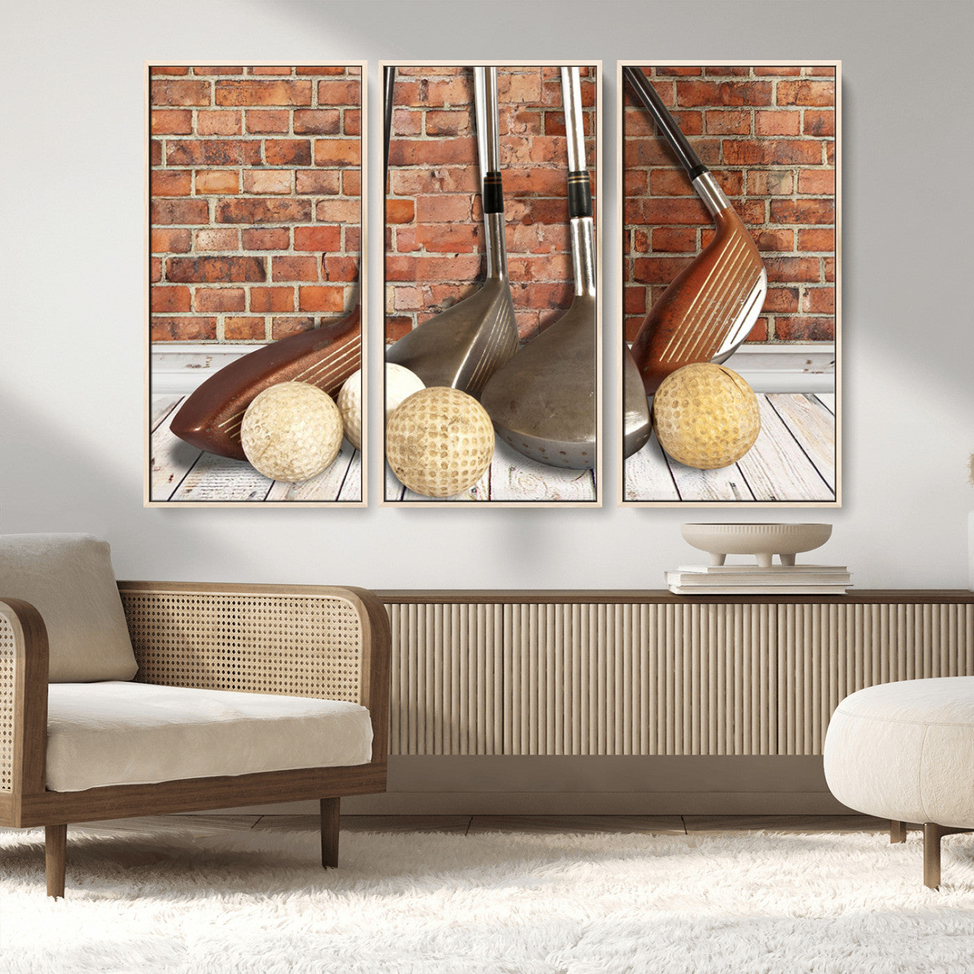 MGV-FC-48X32-3P - Vintage Golf Ball Wall Art Canvas Print | Golf Decor for Man Cave or Office | Ready to Hang and
