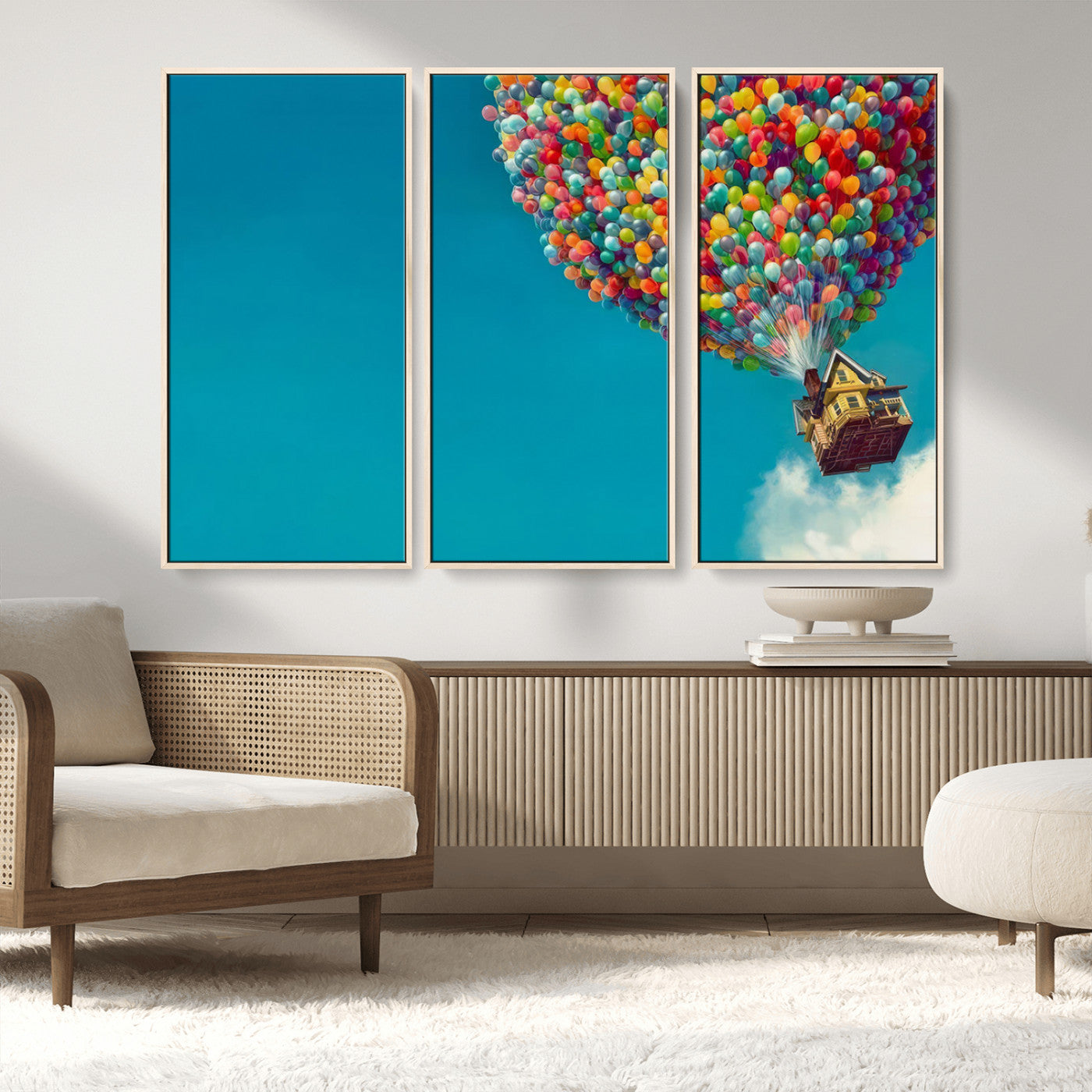 MGV-FC-48X32-3P - Carl Fredricksen, Up Movie Wall Art, Colorful Balloon House Art | Whimsical Wall Decor for Living