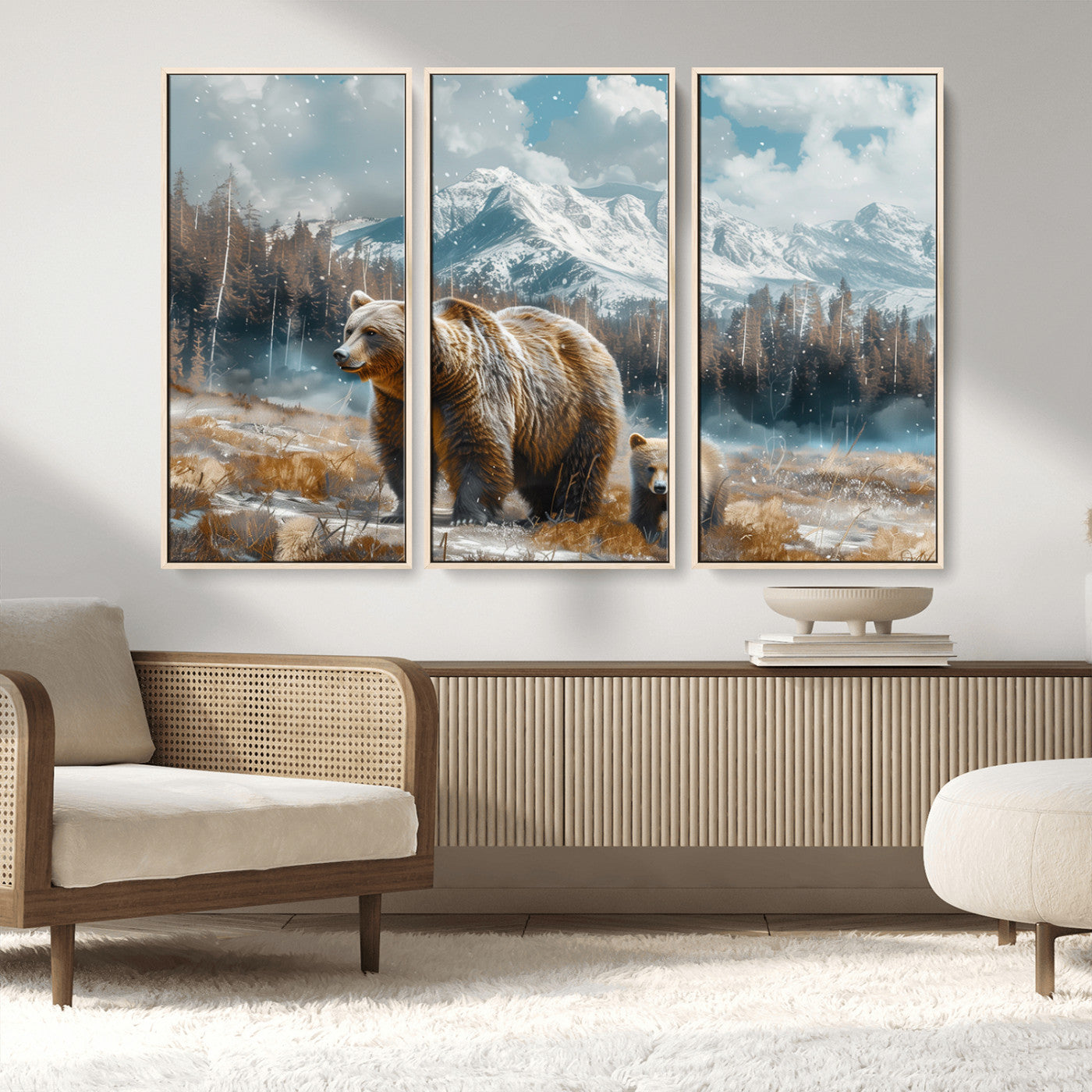 MGV-FC-48X32-3P - Bear and Baby Bear Wall Art Canvas Print