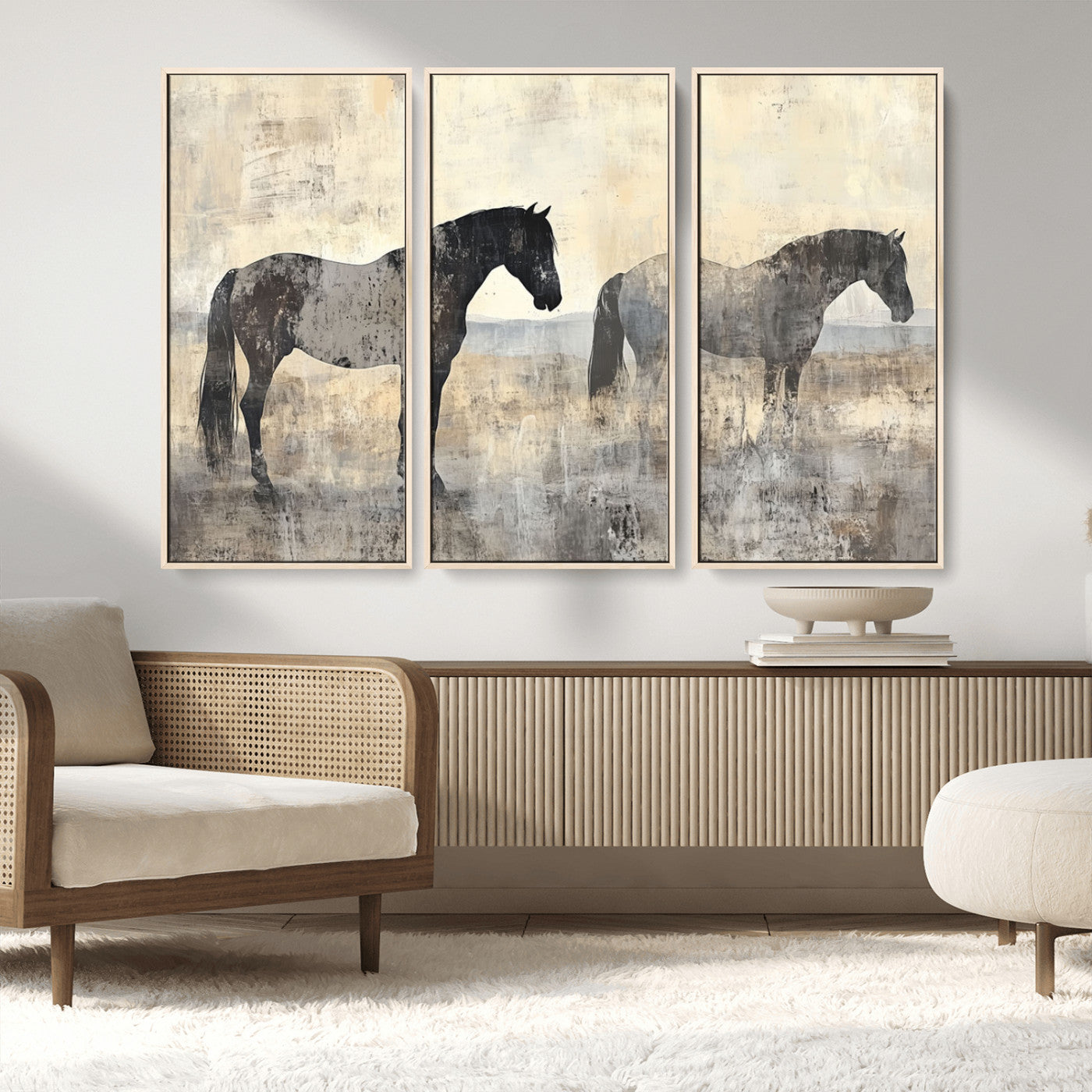 MGV-FC-48X32-3P - Vintage Horses Wall Art Canvas Print