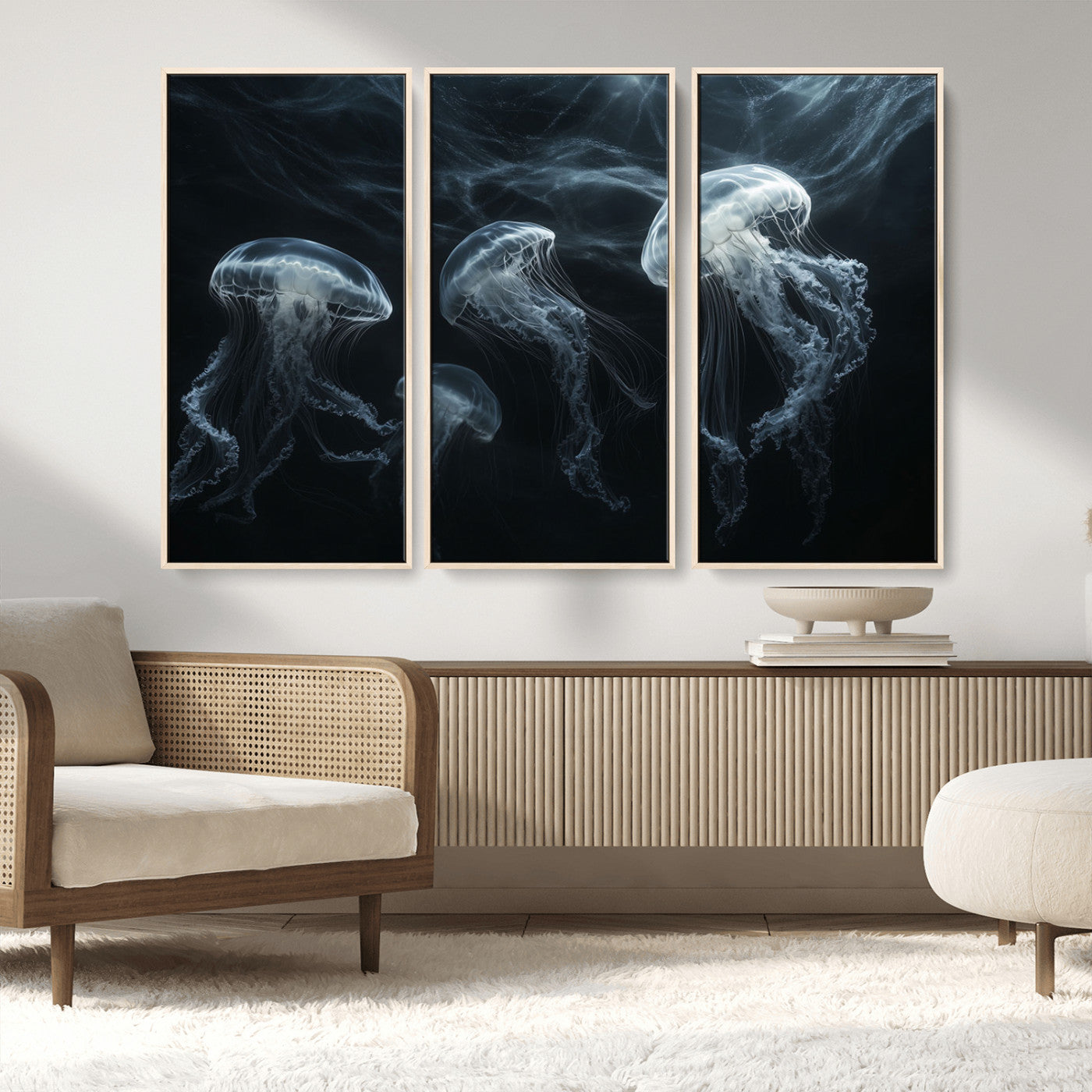 MGV-FC-48X32-3P - Jellyfish Wall Art Canvas Print, Elegant Wall Decor