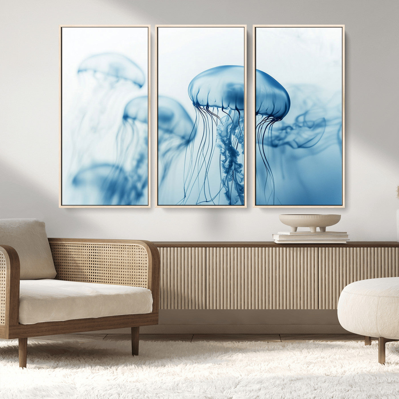 MGV-FC-48X32-3P - Blue Jellyfish Wall Art Canvas Print