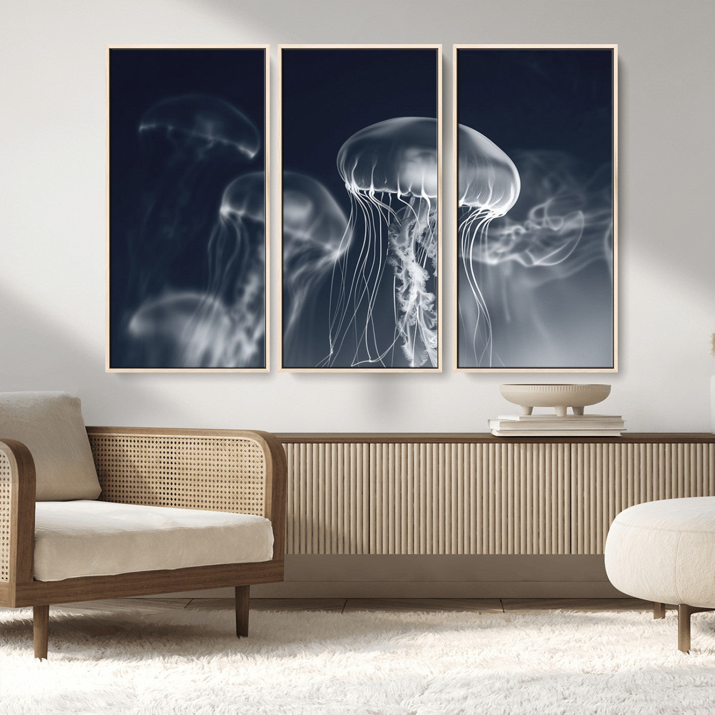MGV-FC-48X32-3P - Jellyfish Wall Art Canvas Print, Modern Abstract Jellyfish Wall Decor
