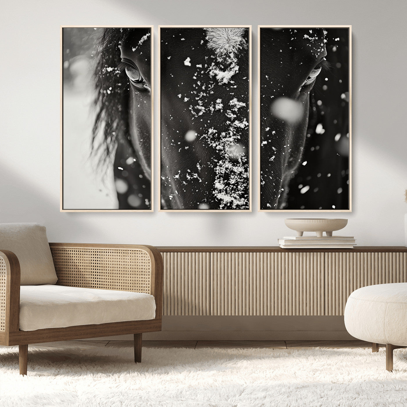 MGV-FC-48X32-3P - Winter Horse Snow Wall Art Canvas Print