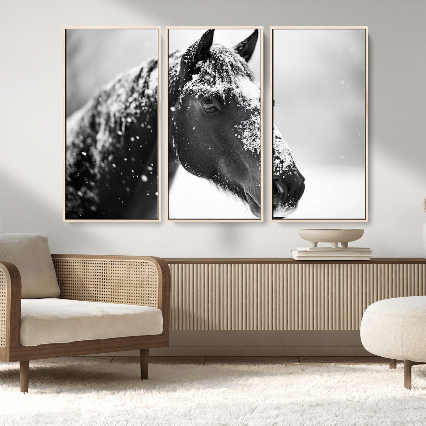 MGV-FC-48X32-3P - Horse Canvas Print - Winter Horse Snow Wall Art Canvas Print