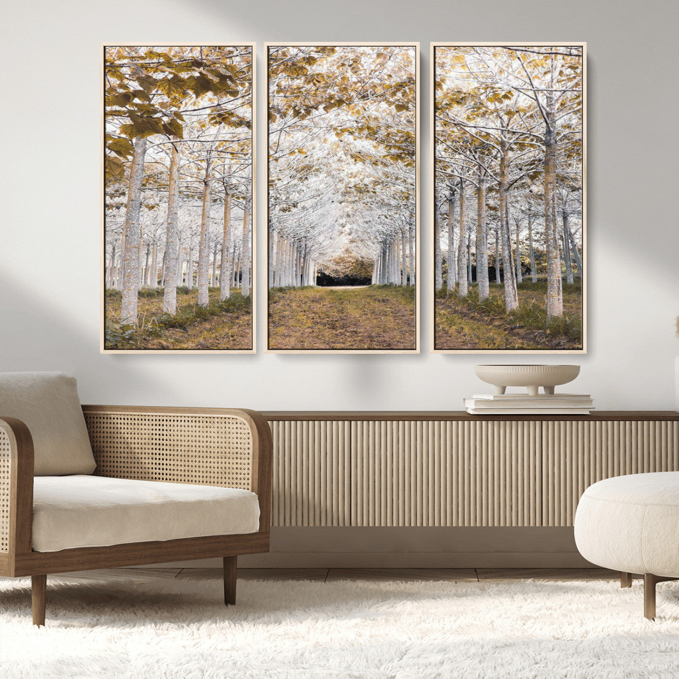 MGV-FC-48X32-3P - Forest Grove Wall Art | Serene Pathway Canvas Print | Ready to Hang and Framed Nature Wall Decor for